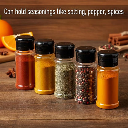 TIESOME 6 Pcs Plastic Spice Jars with Shaker Lids, 3 oz Clear Seasoning Containers for Spice Rack, Drawer, Cabinet Storage (Black Lid) - Image 6