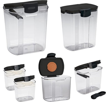 Progressive ProKeeper Baker's Airtight Kitchen Storage Canister Container Set for Flour, Sugar & More, Keeps Ingredients Fresh, with Accessories (Black, 6- Piece) - Image 2