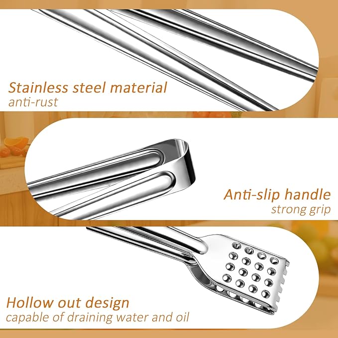 6PCS Small Tongs, Serving Tongs 7Inch Stainless Steel Kitchen Tong Small Serving Utensils Tong - Image 3