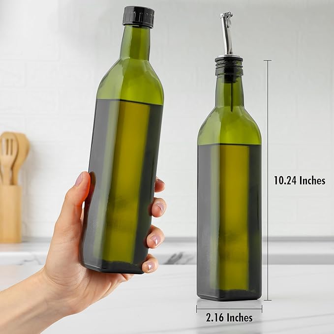 Zulay Kitchen Olive Oil Dispenser Bottle – 17oz Glass Oil Container with Spout, Funnel & Pourer – Dark Brown - Image 6
