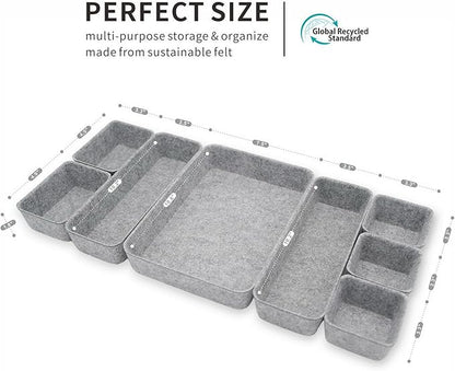 Welaxy Desk Drawer organizers tray Felt storage bins aesthetics room décor for home office dorm closet decluttering minimalist lifestyle (Gray) - Image 6