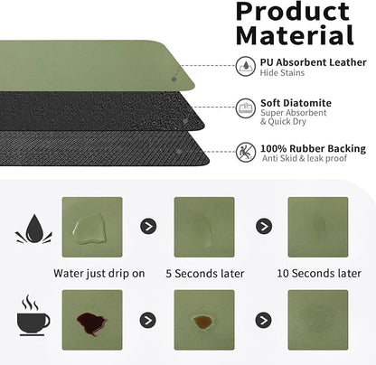 HotLive Coffee Mat - Absorbent Hide Stain Rubber Backed Dish Drying Mat for Kitchen Counter - Bar Mats for Countertops Accessories Fit Under Coffee Maker Espresso Machine - Image 2