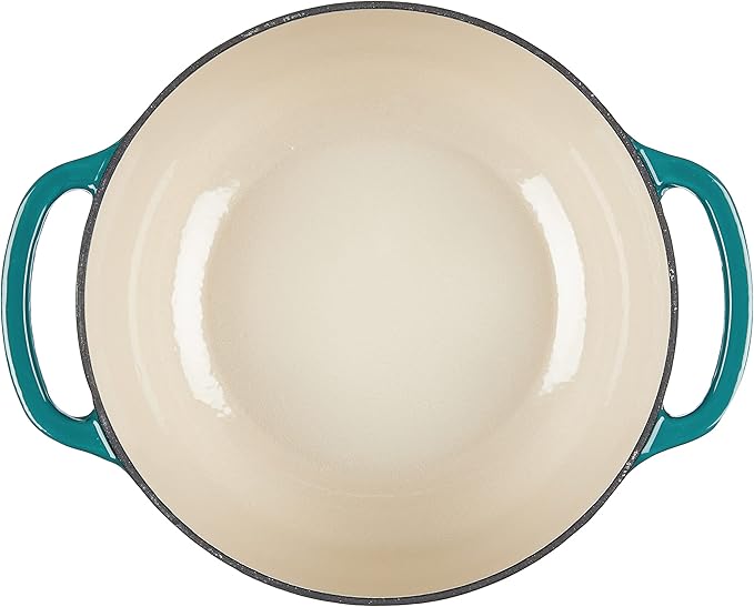 Lodge 4.5 Quart Enameled Cast Iron Dutch Oven with Lid – Dual Handles – Oven Safe up to 500° F or on Stovetop - Use to Marinate, Cook, Bake, Refrigerate and Serve – Lagoon - Image 3