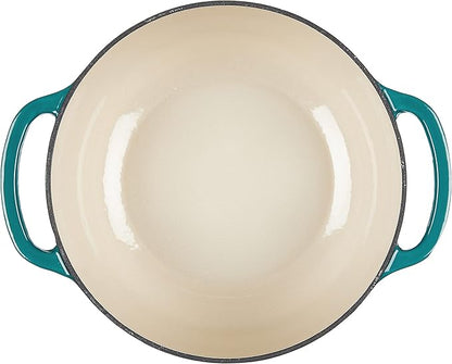 Lodge 4.5 Quart Enameled Cast Iron Dutch Oven with Lid – Dual Handles – Oven Safe up to 500° F or on Stovetop - Use to Marinate, Cook, Bake, Refrigerate and Serve – Lagoon - Image 3