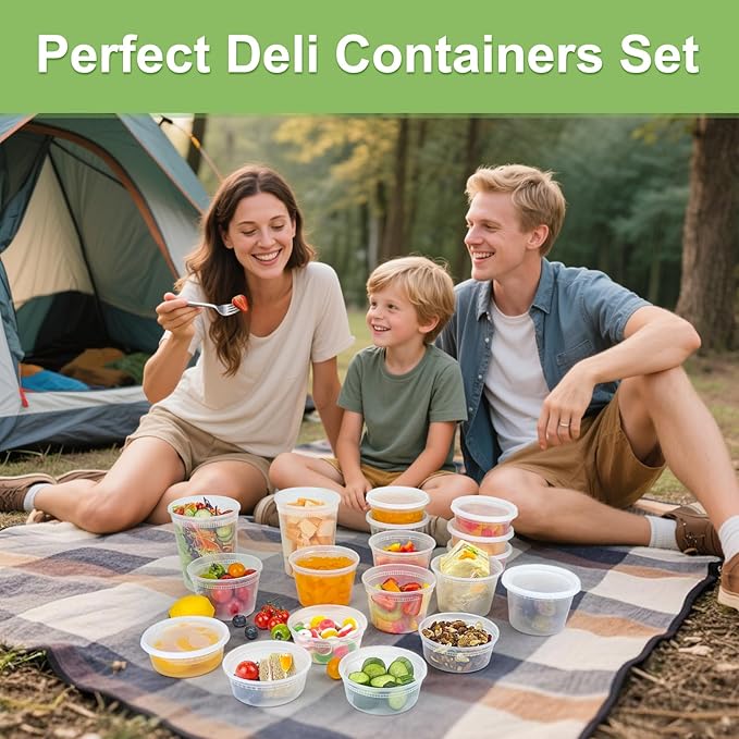 Dipoo 60 Sets (120-Piece) Deli Containers with Lids 16 oz, Leak-Proof & BPA Free Airtight Takeout Plastic Food Storage Containers for Soup, Freezer/Microwave/Dishwasher Safe - Image 7