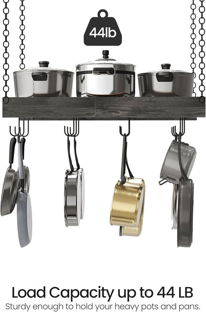 CHOEZON Hanging Pot Rack, Ceiling Mounted Pot Hanger, Vintage Pot Rack for Kitchen, Pot Storage Organizer, with 12 S-Shaped Hooks, for Cookware Storage, Space Saving, Charcoal Black and Black TPR01BC - Image 5