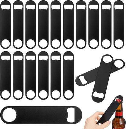 20 Pack Flat Bottle Opener, 7 Inch Stainless Steel Black Speed Opener Bulk for Bar, Kitchen, Restaurant, Party Supplies by Unknown