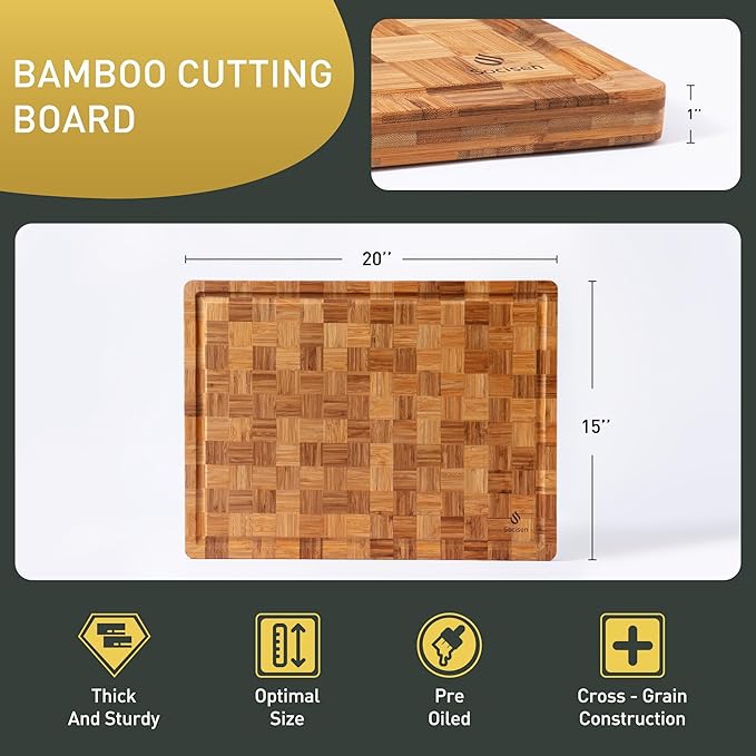 Extra Large Bamboo Cutting Board Non Slip Over Sink Kitchen 2025 First Apartment Essentials Wooden Cutting Board New Home Must Haves Accessories House Warming Decor Housewarming Hostess Host Gifts - Image 3