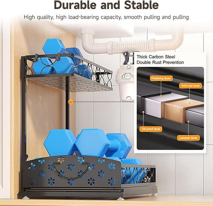 Sevenblue 2 Packs Under Sink Organizer, Height Adjustable 2 Tier Under Kitchen Sink Organizer, Multi-Purpose Storage Shelf for Kitchen Bathroom Cabinet (Metal, Extra Large) - Image 5