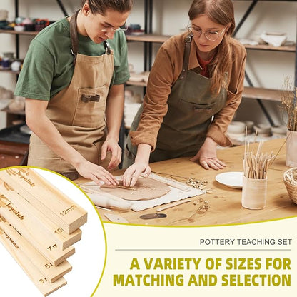 Pottery Rolling pin Guides, Clay Tools, 5-Size Mud Stick Guide for Precise Clay Thickness, Premium Pottery Tools for Hobbyists & Ceramic Artists (15.7inch)