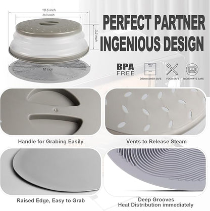 2 in 1, Aidacom Microwave Splatter Cover for Food & Silicone Microwave Mat, Mat as Bowl Holder, Trivet, Pot Holders, Drying, Baking, Utensils Rest for Kitchen Counter, Dishwasher Safe, Grey - Image 6