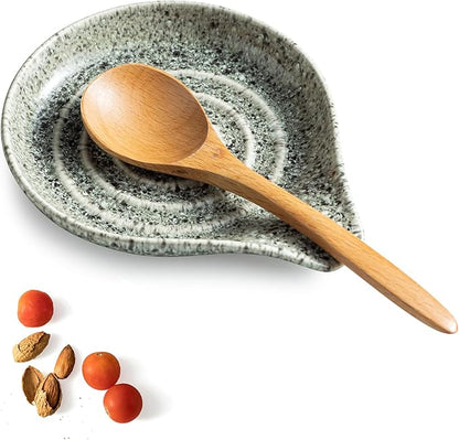 LAUCHUH Spoon Rest for Stove Top, 5 inch Large Ceramic Spoon Holder for Kitchen Countertop Heat-Resistant Spatula Holder for Ladle, Spoons or Tong, Farmhouse Decor for Mother's Day, Special Gray