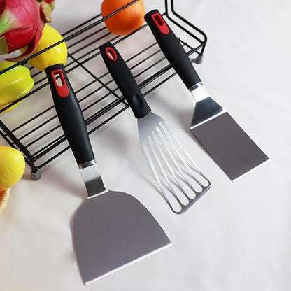 KLAQQED Spatula Set Stainless Steel Kitchen Metal Spatula for Cast Iron Skillet with Silicone Handle, Fish Spatula Turner Flipper for Pancake Burger Egg Cooking Spatulas BBQ Grill Griddle