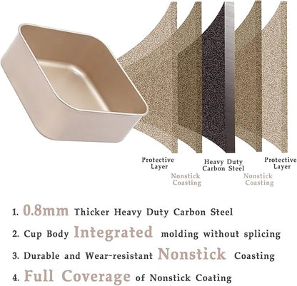 8 Inch Square Baking Pans Set, 2 Pieces Nonstick Cookie Sheet Pan, 3" Deep Commercial Carbon Steel Jelly Roll Tray, Non Toxic Bakeware For Oven Bake, Easy Clean