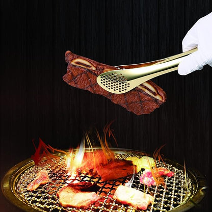 MSY BIGSUNNY Chef Kitchen Tongs Stainless Steel Food Serving Tongs Set of 3 (Golden 7" 9" & 11") - Image 3