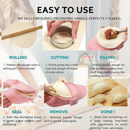 Empanada Maker Press, 6-Inch Extra Large Dumpling Maker Set with Dough Cutter, Dumpling Mold Set for Pierogi, Pastelitos, Calzone, Turnovers, Chinese Dumpling, 4Sizes (6"/4"/3"/2.6")