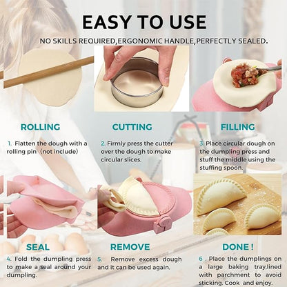 Empanada Maker Press, 6 Inch Extra Large Dumpling Maker Set with Dough Cutter, Dumpling Mold Set for Pierogi, Pastelitos, Calzone, Turnovers, Chinese Dumpling 6"