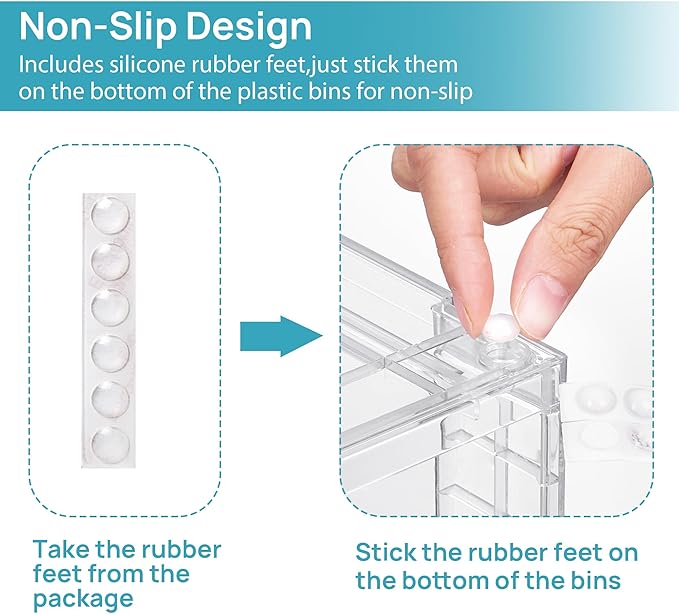 Vtopmart 4 Pack Clear Stackable Storage Drawers,Under Sink and Kitchen Organizers Storage,Easy to Assemble Plastic Drawers for Baby Bottle,Medicine, Bathroom,Cabinet and Pantry Organization - Image 6