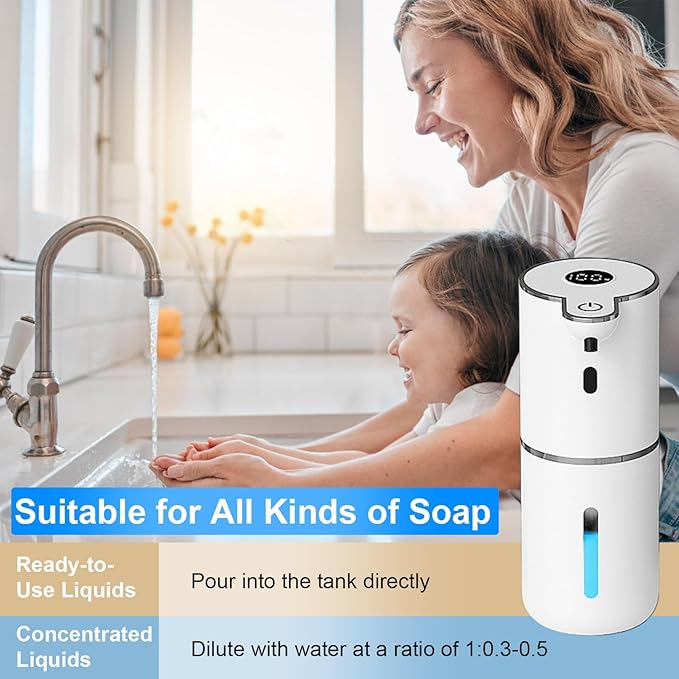OHIFAST 2 Pack Automatic Liquid Soap Dispenser Touchless, USB Rechargeable Smart Hand Soap Dispenser, 6-Level Adjustable, 12.8oz/380mL Wall Mount for Bathroom Kitchen Dish Soap-White - Image 6