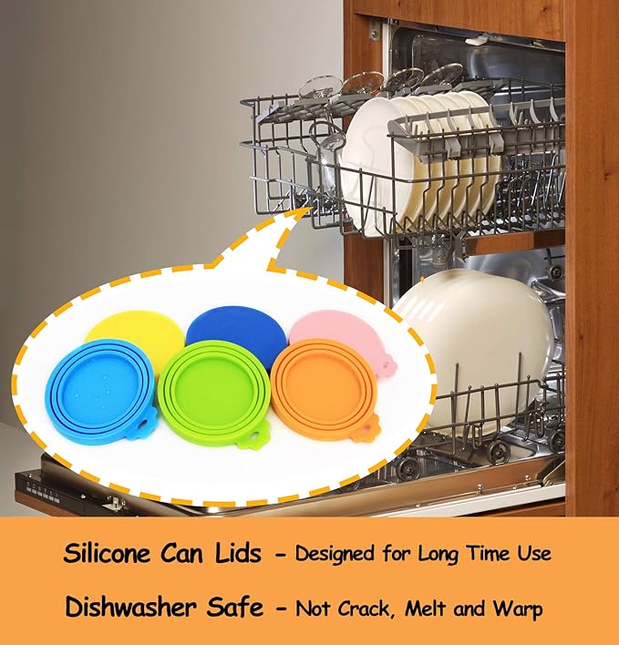 Comtim Pet Can Covers/6 Pack Silicone Dog Cat Food Can Lids/Universal Size Fit Most Standard Size Cans - Image 5