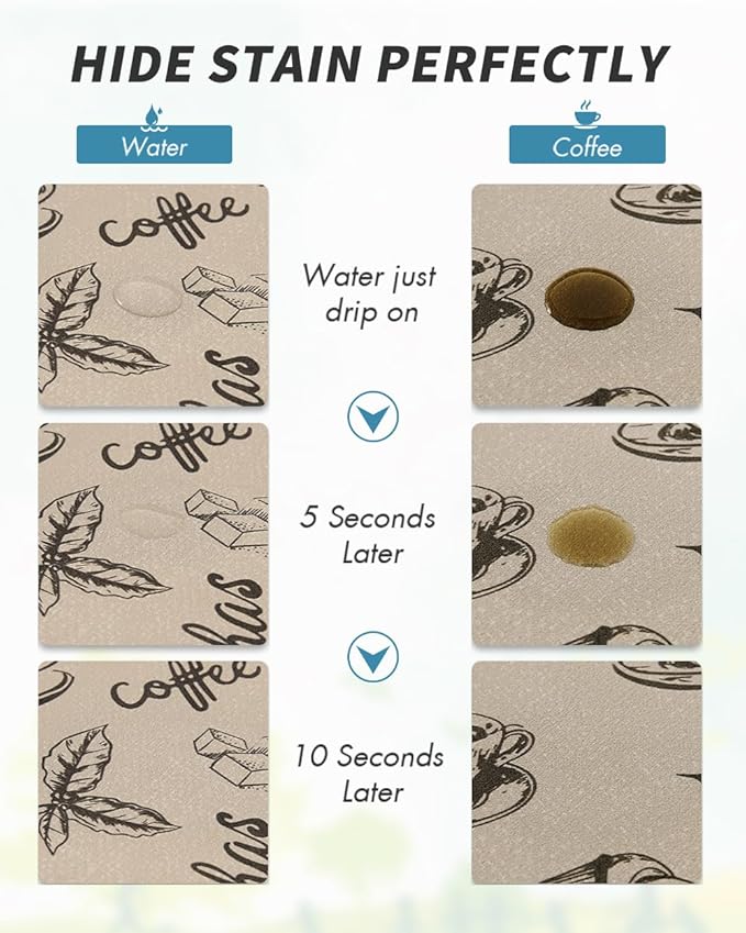 AMOAMI Coffee Mat Hide Stain Rubber Backed Absorbent Dish Drying Mat for Kitchen Counter - Fits Under Coffee Maker & Espresso Machine (17X31.5, MILK TEA) - Image 3
