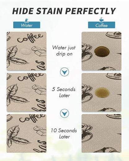 AMOAMI Coffee Mat Hide Stain Rubber Backed Absorbent Dish Drying Mat for Kitchen Counter - Fits Under Coffee Maker & Espresso Machine (17X31.5, MILK TEA) - Image 3