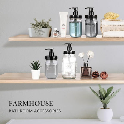 Amolliar Plastic Mason Jar Soap Dispenser with Pump Lid,16OZ Refillable Hand Soap Dispenser Set with Cute Lables, Farmhouse Decor for Kitchen Bathroom, Liquid Soap, Dish Soap (2 Pack, Black) - Image 5