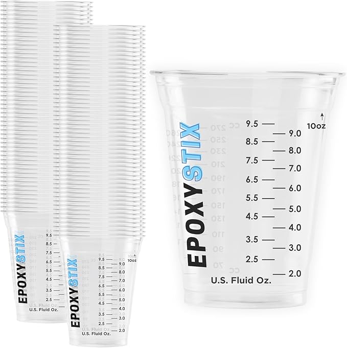 [50 Pack] NEW SIZE 12oz Graduated Mixing Cups - Durable PET, Clear Measurement Markings in oz, mL and cups - For Resin, Paint, Mixing and Crafts by EpoxyStix