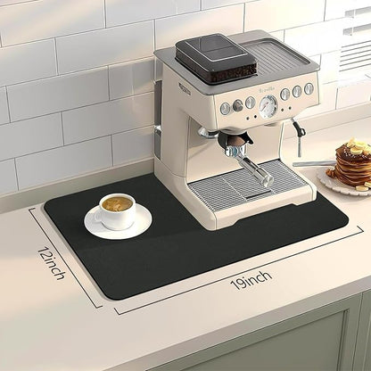 Bloss Coffee Mat, Dish Drying Mat, Coffee Bar/Maker Mat, Kitchen Counter Mat, Absorbent Hide Stain Rubber Backed Dish Drying Pad(12.2"x19.7", Black) - Image 5