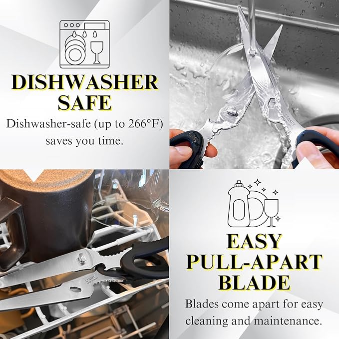 CANARY Japanese Kitchen Scissors for Food 9.5" [Long Blade] Heavy Duty Kitchen Shears, Dishwasher Safe Come Apart Blade, Japanese Stainless Steel Blade, Made in JAPAN - Image 6