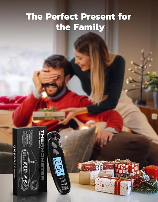Instant Read Meat Thermometer Digital with Dual Probe, Food Thermometer for Cooking & Grilling, Large Backlit & Calibration, Grill Thermometer for Outside/Kitchen/Oven//Smoker/BBQ/Baking, Black - Image 5