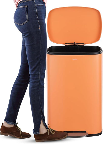 happimess HPM1006K Connor Rectangular 13-Gallon Trash Can with Soft-Close Lid and Free Mini Trash Can, Fingerprint Resistant, Modern, Minimalistic for Home, Kitchen, Office, Bathroom, Carrot Cake - Image 6