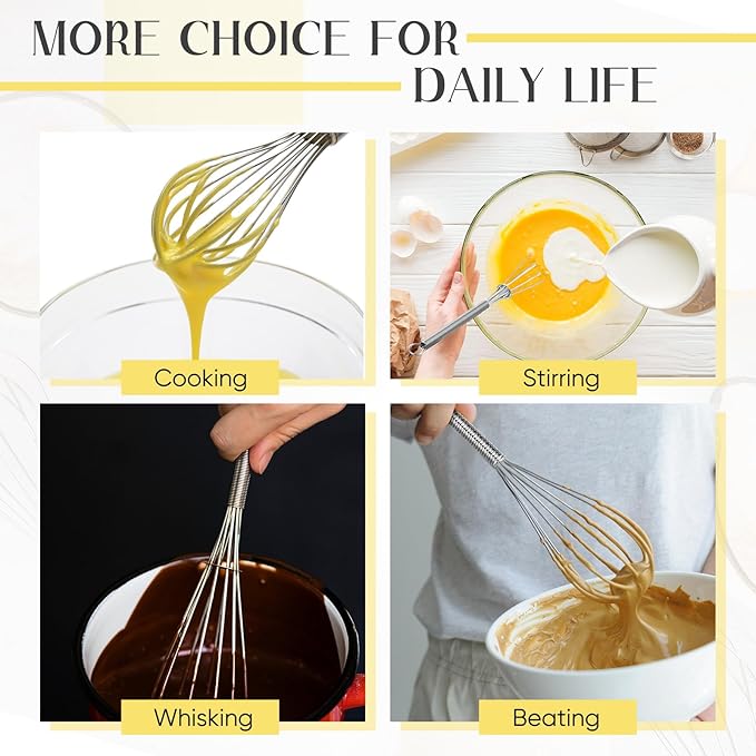 Baderke 50 Pcs Mini Whisk Bulk Small Whisks for Cooking 304 Stainless Steel Tiny Whisk for Baking, Whipping, Beating Eggs, Mixing Sauces, Blending Ingredients (6 Inch) - Image 4