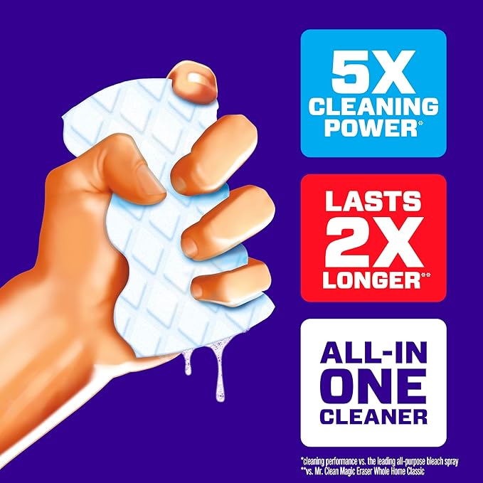 Mr. Clean Magic Eraser Sponge, All Purpose Cleaner, Cleaning Scrubber, Wall, Sneaker, Kitchen, Bathroom, Shower Cleaner, Cleaning Supplies, Melamine Sponge, Cleaning Pads, Extra Durable, 9ct - Image 3