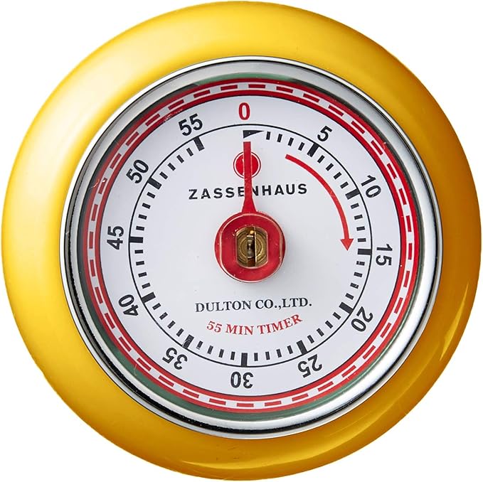 Zassenhaus Magnetic Retro Kitchen Timer, Classic Mechanical Cooking Timer (Yellow) - Image 2