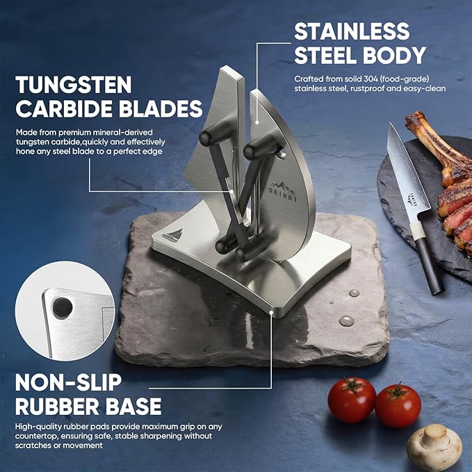 VN3 Professional Knife Sharpener | 3-Action Streamlined Sailboat Design for Effortless Knife Sharpening - The Ultimate Tool for Precision 11 to 21 Degree Angles (Upgrade Stainless Steel) - Image 6