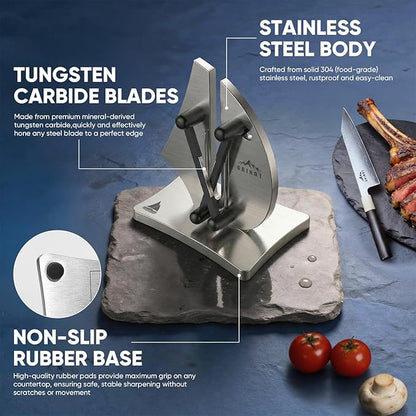 VN3 Professional Knife Sharpener | 3-Action Streamlined Sailboat Design for Effortless Knife Sharpening - The Ultimate Tool for Precision 11 to 21 Degree Angles (Upgrade Stainless Steel) - Image 6