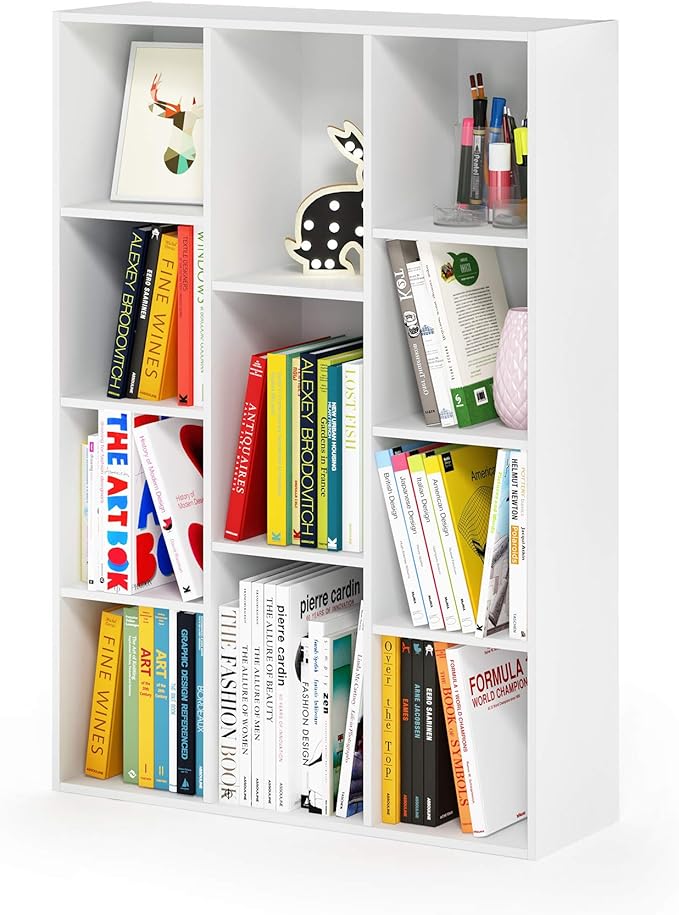 Furinno LUDER Book Shelf, 11-Cube Bookshelf, Reversible Bookcase, 9.4 x 29.1 x 41.7, Easy Assembly, for Living Room, Bedroom, Home Office, White by Furinno-FitsYourSpaceFitsYourBudget