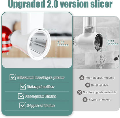 Slicer Shredder Attachment for KitchenAid Stand Mixer, Cheese Grater Attachment for Kitchenaid, Salad Maker, Grinding Powder, Dishwasher Safe with 4 Blades, White - Image 6
