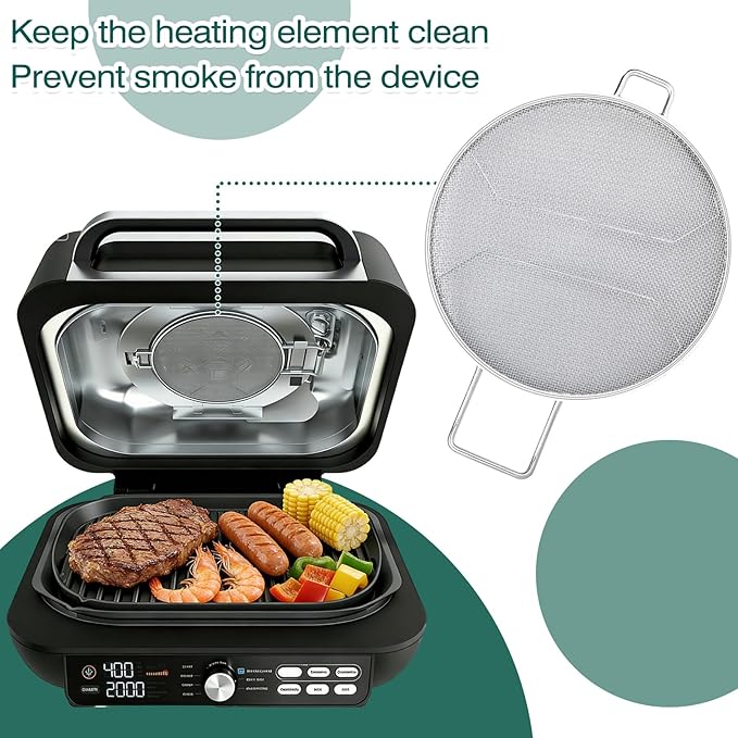 2PCS Replacement Splatter Shield for Ninja Foodi IG651,Foodi Grill Air Fryer Accessories,7-in-1 Indoor Grill for IG600, IG601, IG651