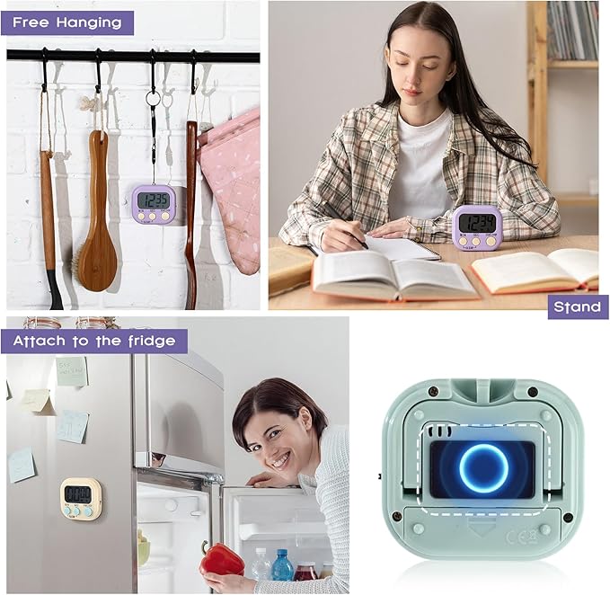 Weewooday 24 Pcs Digital Kitchen Timer Magnetic Timer Bulk On/Off Switch Minute Second Count up Countdown Loud Alarm for Exercise Cook Baking (Macaron Colors) - Image 5
