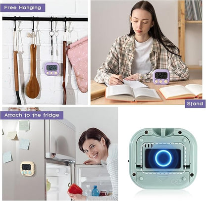 Weewooday 24 Pcs Digital Kitchen Timer Magnetic Timer Bulk On/Off Switch Minute Second Count up Countdown Loud Alarm for Exercise Cook Baking (Macaron Colors) - Image 5