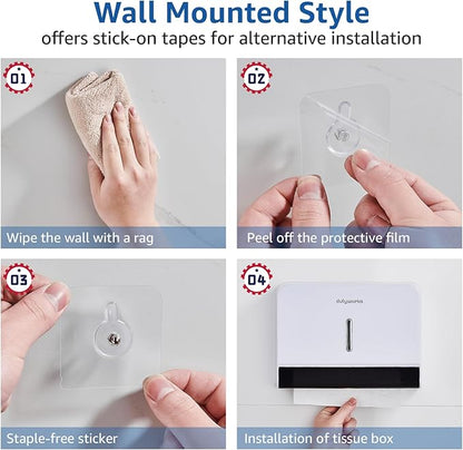 Paper Towel Dispenser Wall Mount, Large Capacity 200 Sheets Paper Towel Holder, No Drilling Adhesive, Commercial & Home Use for Bathroom and Kitchen, White