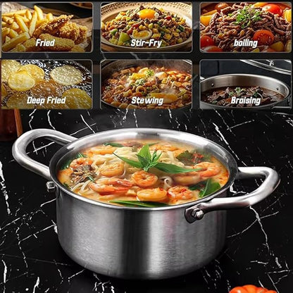 Toutrop Hybrid Nonstick 8-Quart Stockpot,Stainless Steel Stock Pot with Glass Lid,Induction Soup Pot Compatible with All Cooktops,Dishwasher & Oven Safe