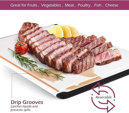 Extra Large Plastic Cutting Board for Kitchen - 18 Inch Dishwasher Safe Cutting Board, Reversible Chopping Board with Juice Groove + Non Slip Feet for Meat, Fruit, Vegetables, Meal Prep by Belwares - Image 5