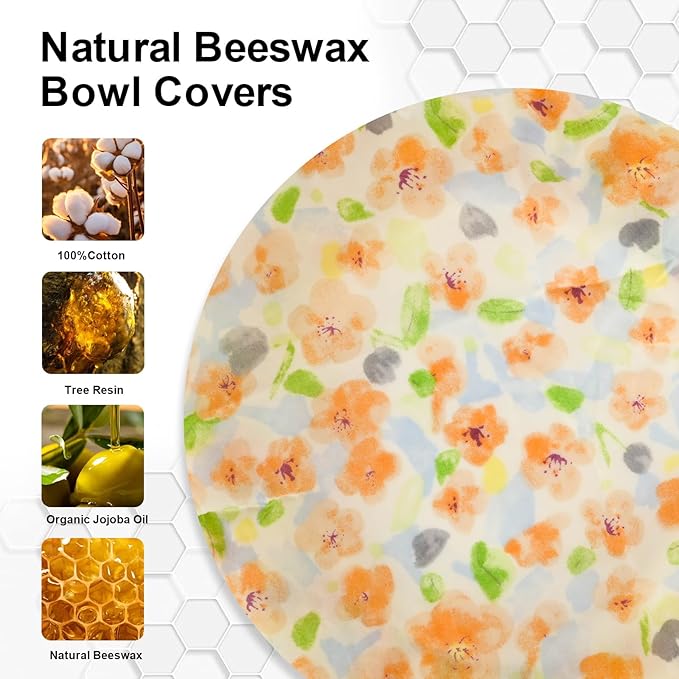 Reusable Bowl Covers for Bread Proofing（2 Large）- Cotton Beeswax Bowl Covers Reusable with Elastic Rim, Sourdough Bowl Cover for Food Storage and Food Preservation (10INCH)