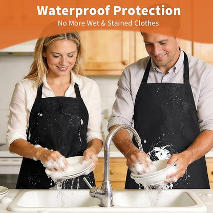SHEOMERN Aprons for Men Kitchen Cooking – Waterproof & Oil Proof 3-Layer Long Pocket-Free Chef Apron for Grilling BBQ Baking – Gift for Men