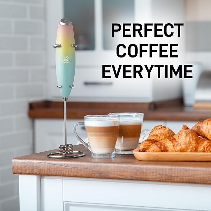 Zulay Kitchen Patented Tornado Triple Whisk Milk Frother with 4 Duracell Batteries – Handheld Foam Maker for Coffee, Lattes, Matcha & Hot Chocolate – Rich, Creamy Froth in Seconds - Nature's Sunrise - Image 8