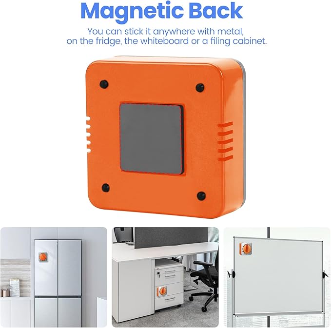 Orange Kitchen Timers for Cooking, Chef Cooking Timer Clock with Loud Alarm,100% Mechanical Desk Timer - No Batteries Required - Magnetic Backing, Exquisite Stainless Steel Body - Countdown Reminder - Image 4