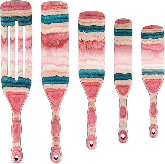 MYRAINBOW A5-3 Spurtle Set, Wooden Utensils for Cooking, Kitchen Utensils Set, Pakkawood Kitchen Cooking Utensils Set, Apartment Essentials Wood Serving Spatula spoon, Home & kitchen Gift by Myrainbow